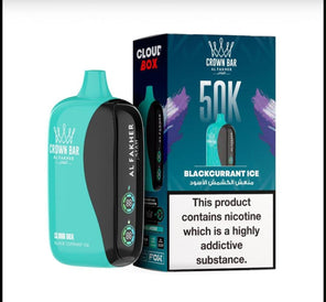 Al Fakher Crown Bar 50K Puff Blackcurrant Ice flavour at Vexora Vape Shop Dubai.
