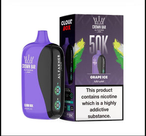 Al Fakher Crown Bar 50K Puff Grape Ice flavour at Vexora Vape Shop Dubai.