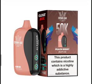 Al Fakher Crown Bar 50K Puff Peach Berry flavour at Vexora Vape Shop Dubai.