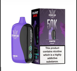 Al Fakher Crown Bar 50K Puff Vimto flavour at Vexora Vape Shop Dubai.