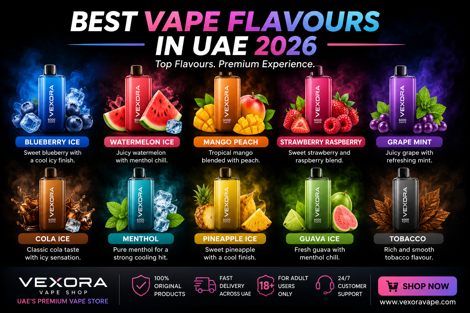 Best Vape Flavours in UAE 2026 | VEXORA Vape Shop