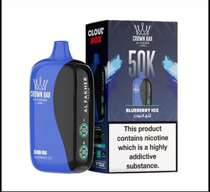 Al Fakher Crown Bar 50K Puff Blueberry Ice flavour at Vexora Vape Shop Dubai.