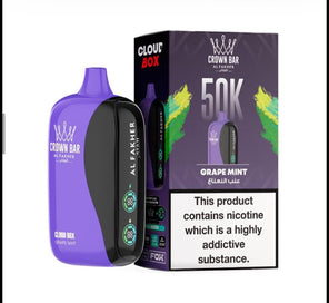 Al Fakher Crown Bar 50K Puff Grape Mint flavour at Vexora Vape Shop Dubai.