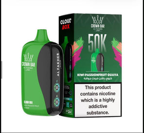 Al Fakher Crown Bar 50K Puff Kiwi Passionfruit  Guava flavour at Vexora Vape Shop Dubai.