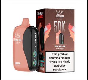Al Fakher Crown Bar 50K Puff Peach Ice flavour at Vexora Vape Shop Dubai.