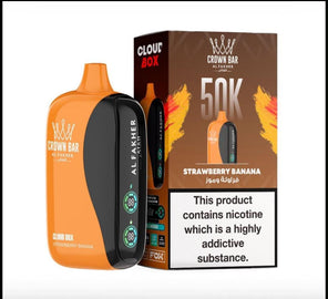 Al Fakher Crown Bar 50K Puff Strawberry Banana flavour at Vexora Vape Shop Dubai.